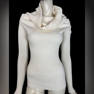 The Row Ribbed Cowl Neck Sweater Tulah top ivory New size small